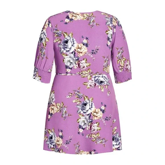 NWT City Chic Rose Garden Puff Sleeve Wrap Dress Women's Plus Size 18 - Picture 8 of 8